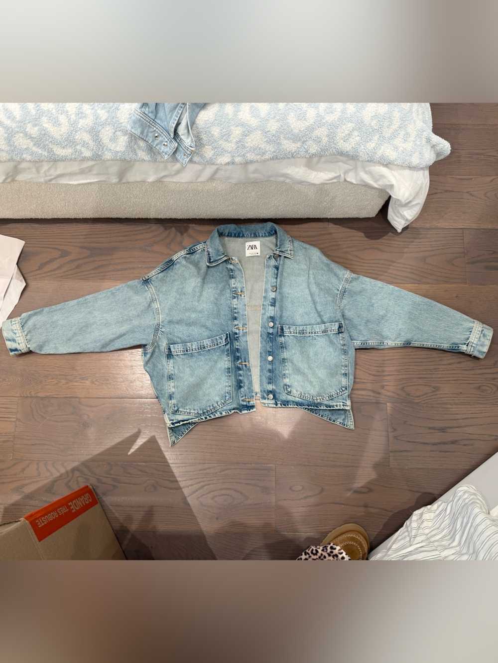 Zara Light Blue Cropped Denim Jacket